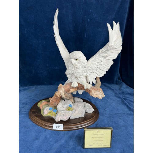 230 - A Country Artist's figure being limited edition 'White Splendour,' CA625, on wooden base.