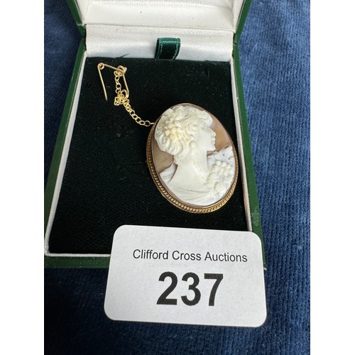 237 - A 9 carat gold cameo brooch.