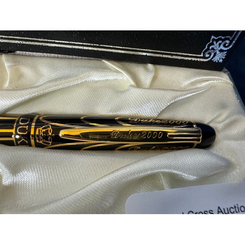 246 - A Duke 2000 presentation pen with 14 carat gold nib and gold plated, gifted to the vendor (who acted... 