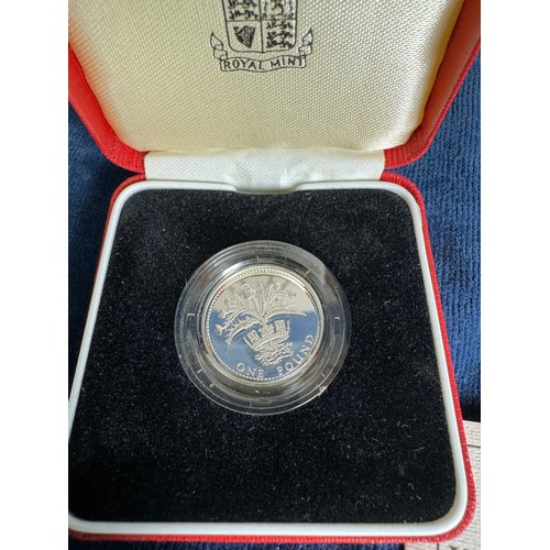 327 - A Royal Mint silver proof pied fort £1 coin, 1989, in presentation case