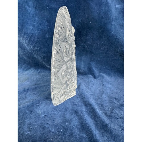 393 - A large full lead crystal deep relief glass block of a Peacock designed by Mats Jonasson for Royal K... 