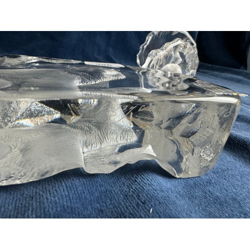 396 - Three pieces of full lead crystal deep relief glass block sculptures depicting Polar Bears as part o... 