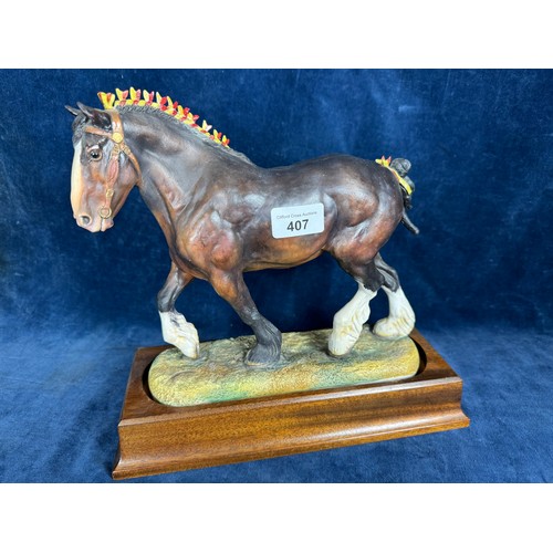 407 - A Hereford Fine China figure of a Shire Horse 