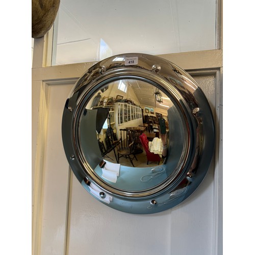 418 - A chrome convex porthole mirror.