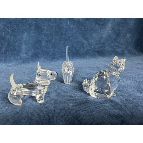 459 - 3 Swarovski crystal figures of a Dog and two Cats