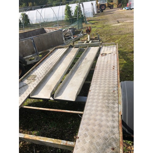 33 - A 2 Wheel Flat Trailer with 2 ramps and manual winch