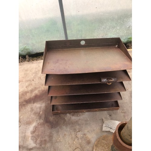 92 - A set of metal filing shelves