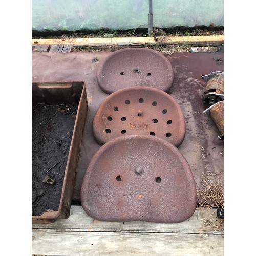 98 - 3 vintage metal tractor seats