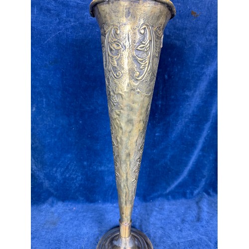 683 - A large Brass Fluted Vase on silver plated base