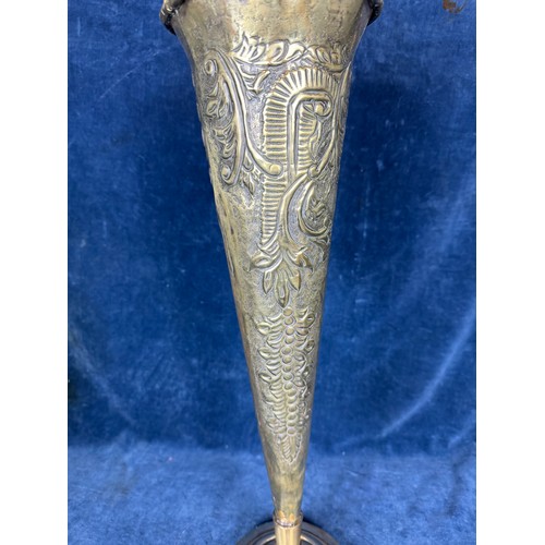 683 - A large Brass Fluted Vase on silver plated base