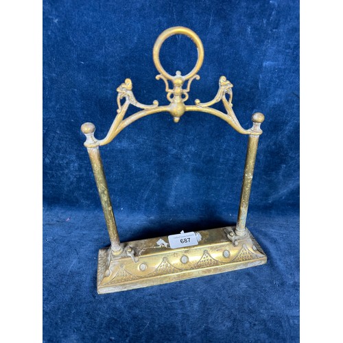 687 - An ornate Brass Gong Stand