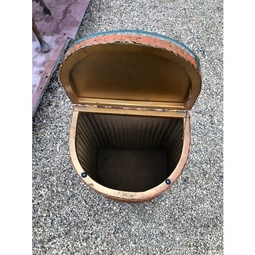 187 - An original Lloyd Loom demi lune Laundry basket with glass protective top and label 