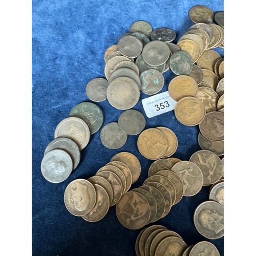 353 - Quantity of 19th and 20th century Copper One Penny coins etc (bag 6)