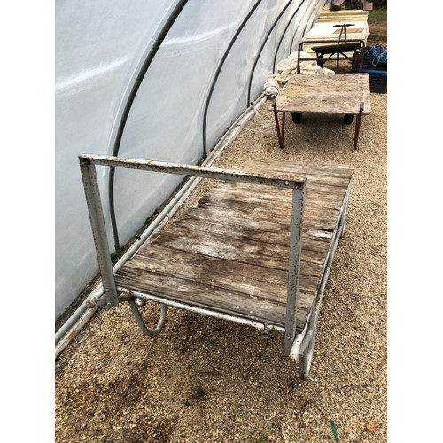 54 - A flat bed 2 wheel nursery barrow with upright handle