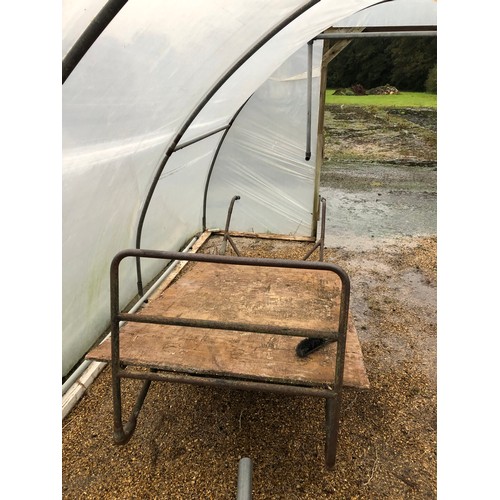 56 - A flat bed 2 wheel nursery barrow with 2 handles