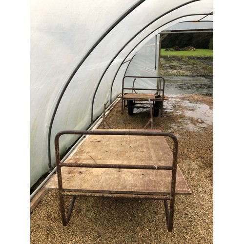 57 - A flat bed 2 wheel nursery barrow with 2 handles