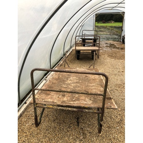 58 - A flat bed 2 wheel nursery barrow with 2 handles