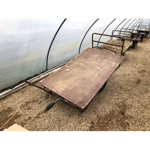 60 - A flat bed 2 wheel nursery barrow with 2 handles