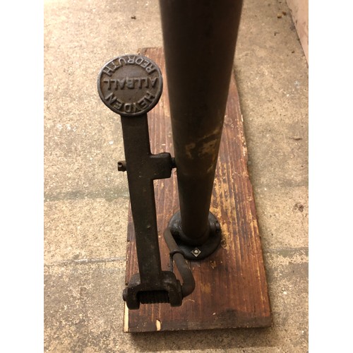 35 - A vintage pedlars sharpening tool on wooden base, manufactured by Heyden Allball, Redroth.