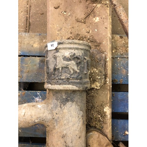 25 - An antique lead water pump marked 