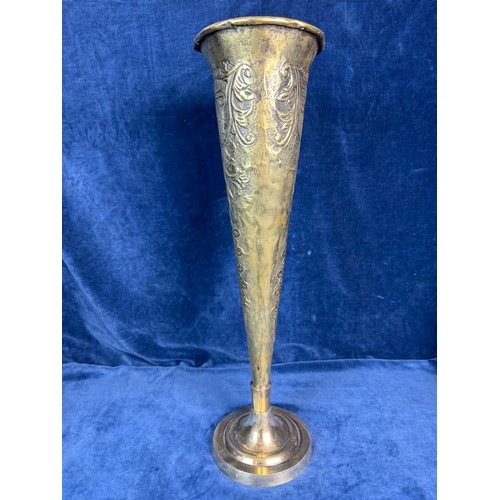 82 - A large Brass Fluted Vase on silver plated base