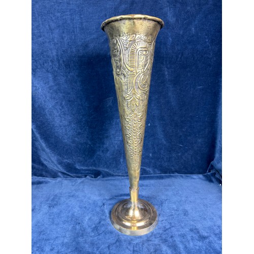 82 - A large Brass Fluted Vase on silver plated base