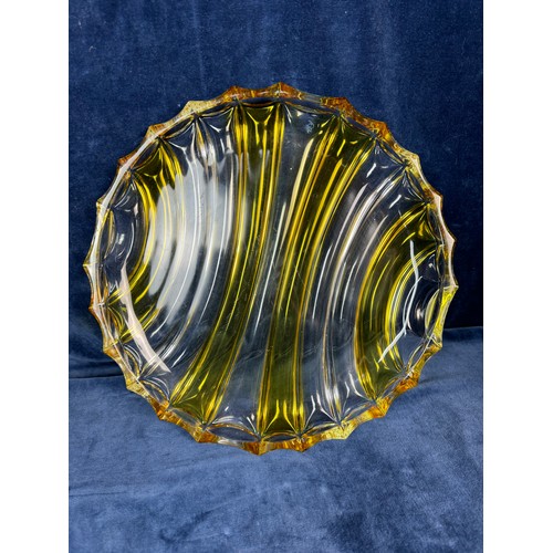 113 - A clear and yellow Art glass dish.