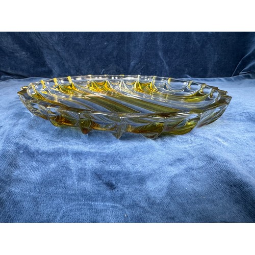 113 - A clear and yellow Art glass dish.