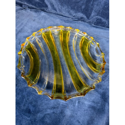 113 - A clear and yellow Art glass dish.