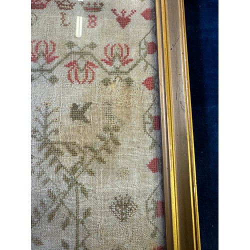 50 - A framed tapestry Sampler dated 1806 - with quote 'Attend ye young who happy live' by Frances age 9.