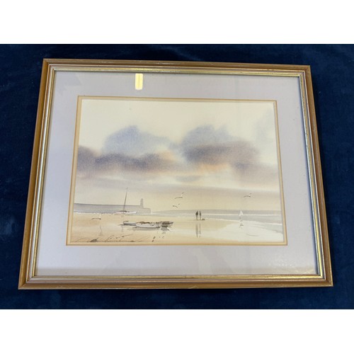 51 - A framed watercolour depicting Beach Scenes by John Lawrence.