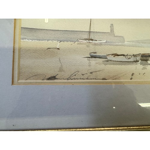 51 - A framed watercolour depicting Beach Scenes by John Lawrence.