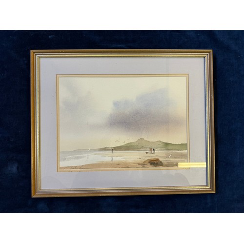 52 - A framed watercolour depicting Beach Scenes by John Lawrence.