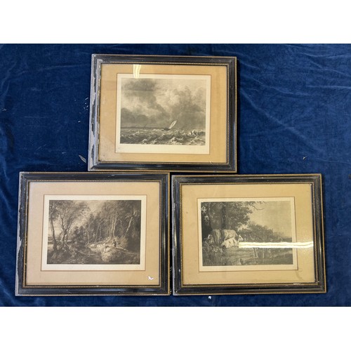 53 - 3 framed black-and-white prints depicting 