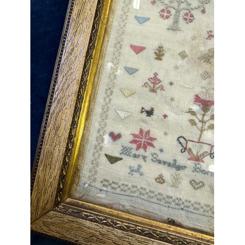 59 - A framed antique tapestry Sampler by Mary Savadge, born in 1771, work undertaken 1783.