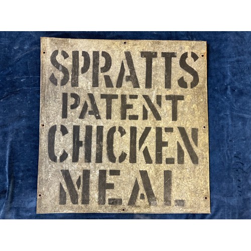 71 - A galvanised double sided sign, one side 'Spratt's Patent Chicken Meal' and on reverse 'The Gambrian... 