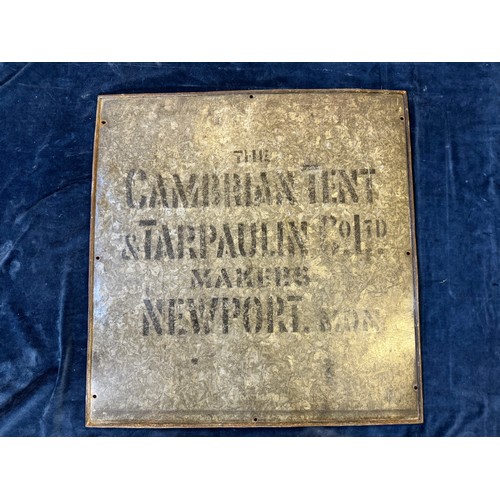 71 - A galvanised double sided sign, one side 'Spratt's Patent Chicken Meal' and on reverse 'The Gambrian... 