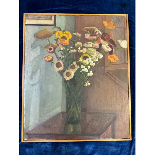 27 - A framed oil on canvas depicting still life ‘vase of flowers’ - artist unknown.