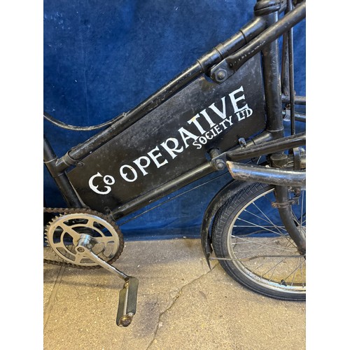 30 - A vintage C.W.S. Cycle Works, Tyseley, Birmingham trades cycle, having unusual smaller wheel to fron... 