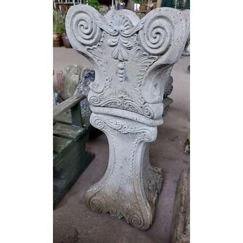 39 - CONCRETE PLANTER ON STAND WITH SWIRL DESIGN  (73CM) HEIGHT