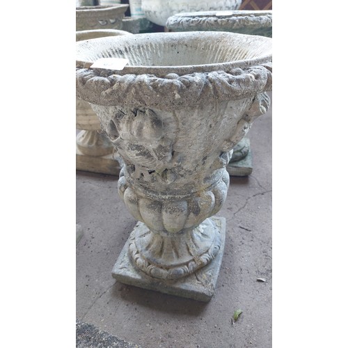 69 - PAIR OF CONCRETE URNS (50CM) HEIGHT