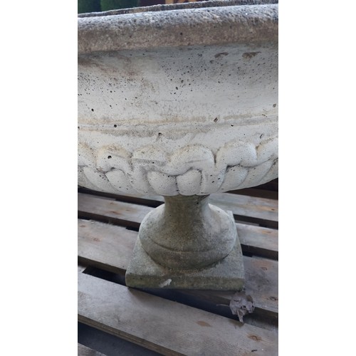 74 - CONCRETE GARDEN PLANTER ON PEDESTAL  (50CM)HEIGHT, (65CM) WIDTH