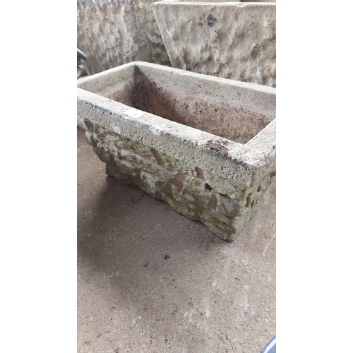 139 - CONCRETE TROUGH PLANTER WITH COBBLE STONE DESIGN