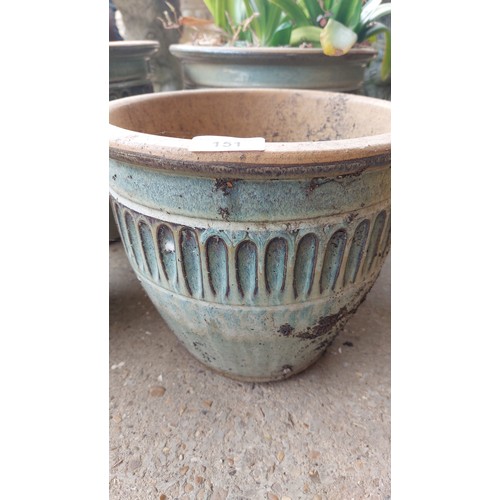 151 - SET OF 4 GREEN GLAZED POTS