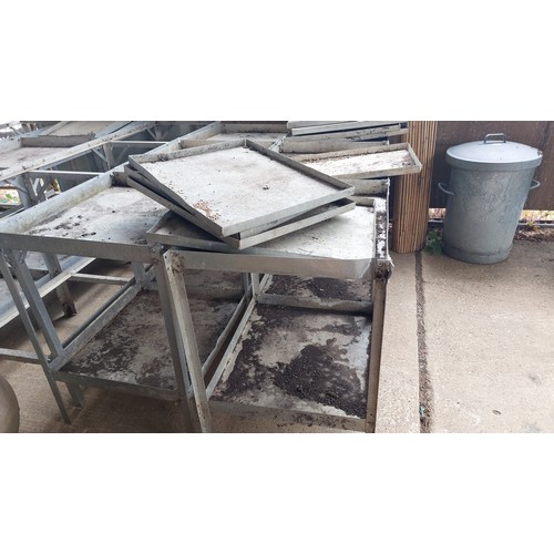 170 - 3 GALVANISED POTTING TABLES