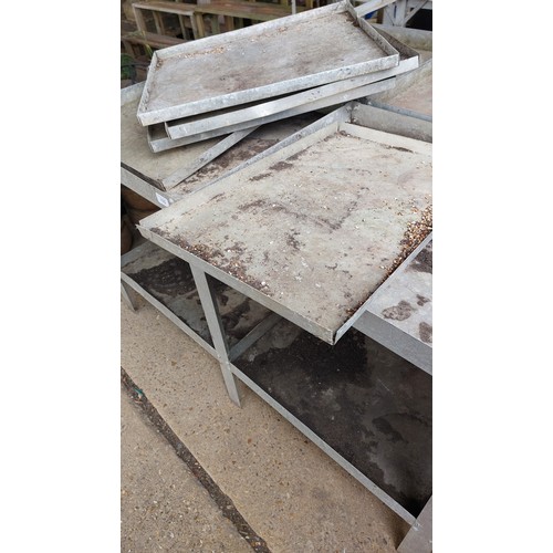 170 - 3 GALVANISED POTTING TABLES