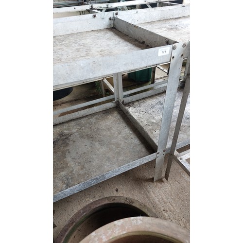 171 - 2 GALVANISED POTTING TABLES