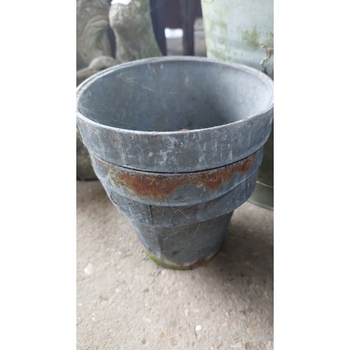 193 - GALVANISED PLANTERS & A BUCKET