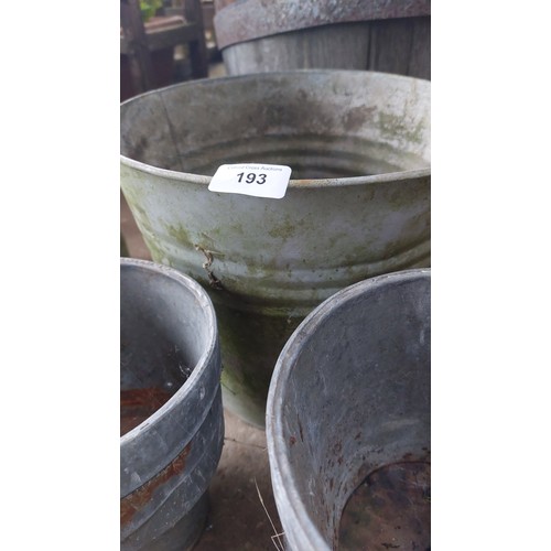 193 - GALVANISED PLANTERS & A BUCKET