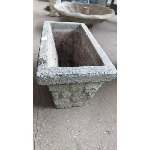 11 - CONCRETE TROUGH PLANTER WITH COBBLE STONE DESIGN